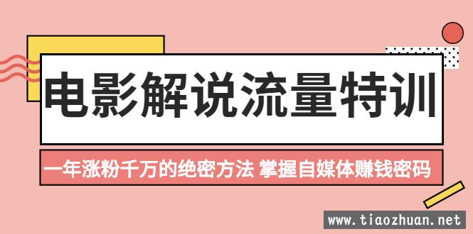 电影解说流量特训：一年涨粉千万的绝密方法，掌握自媒体赚钱密码