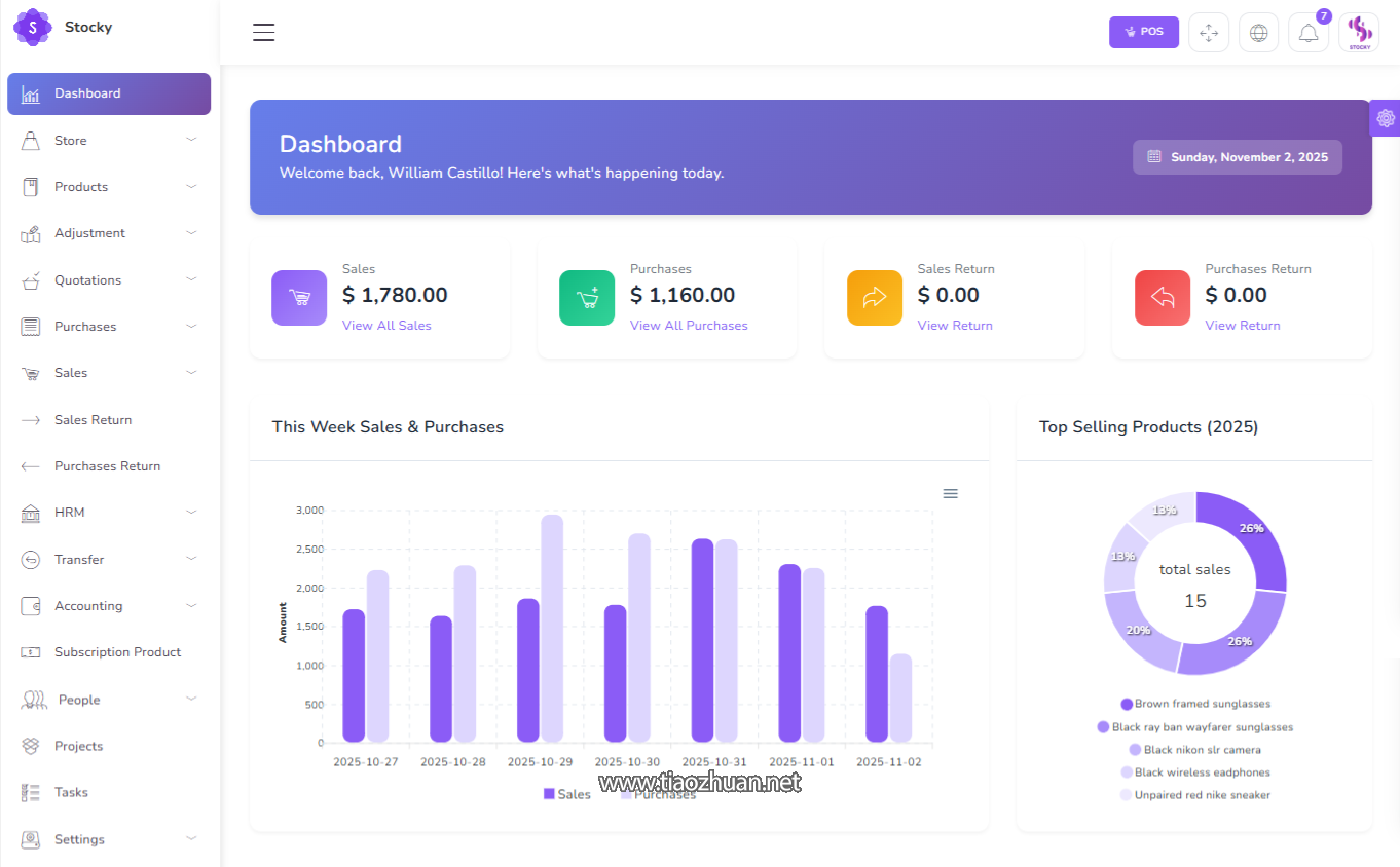Stocky v5.5 – 集成了销售点 (POS)、人力资源管理和在线商店脚本的终极库存管理系统
