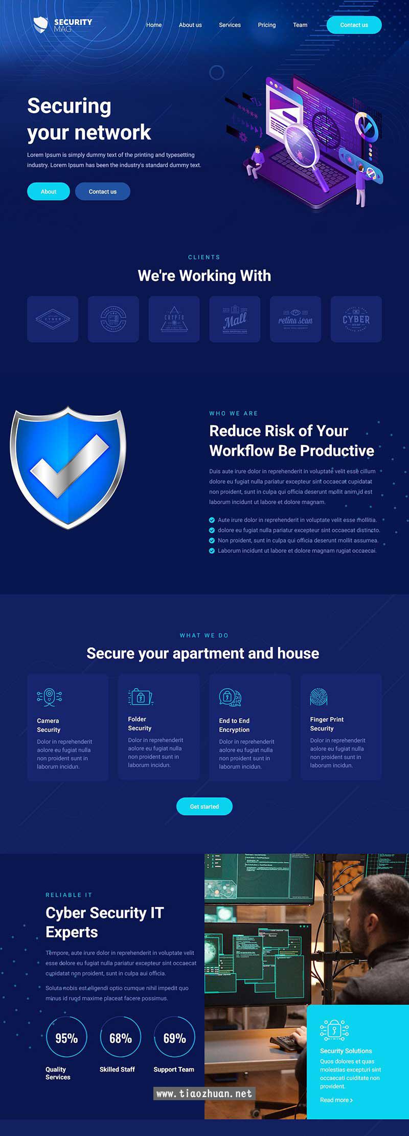 深蓝网络安全IT专家服务前端静态html网站模板