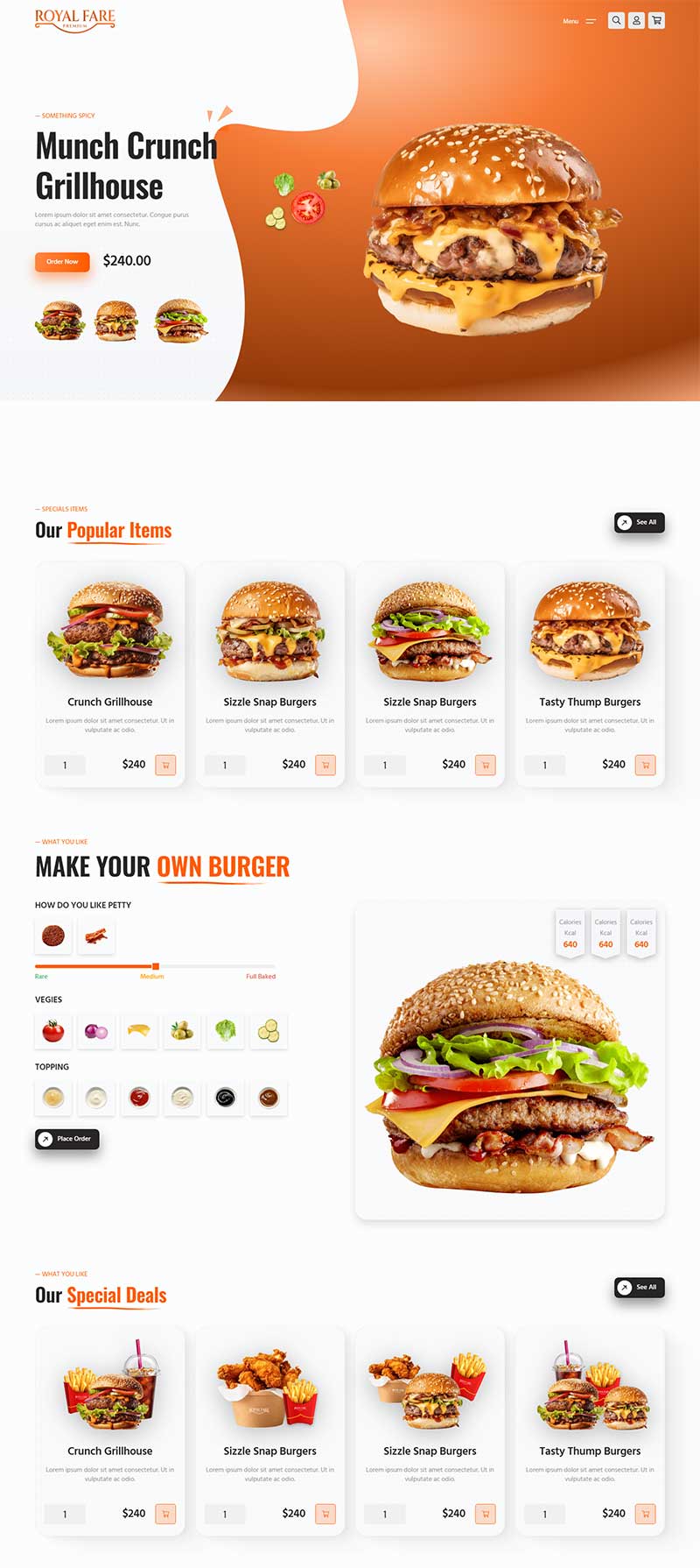 汉堡美食餐饮服务网站静态html模板