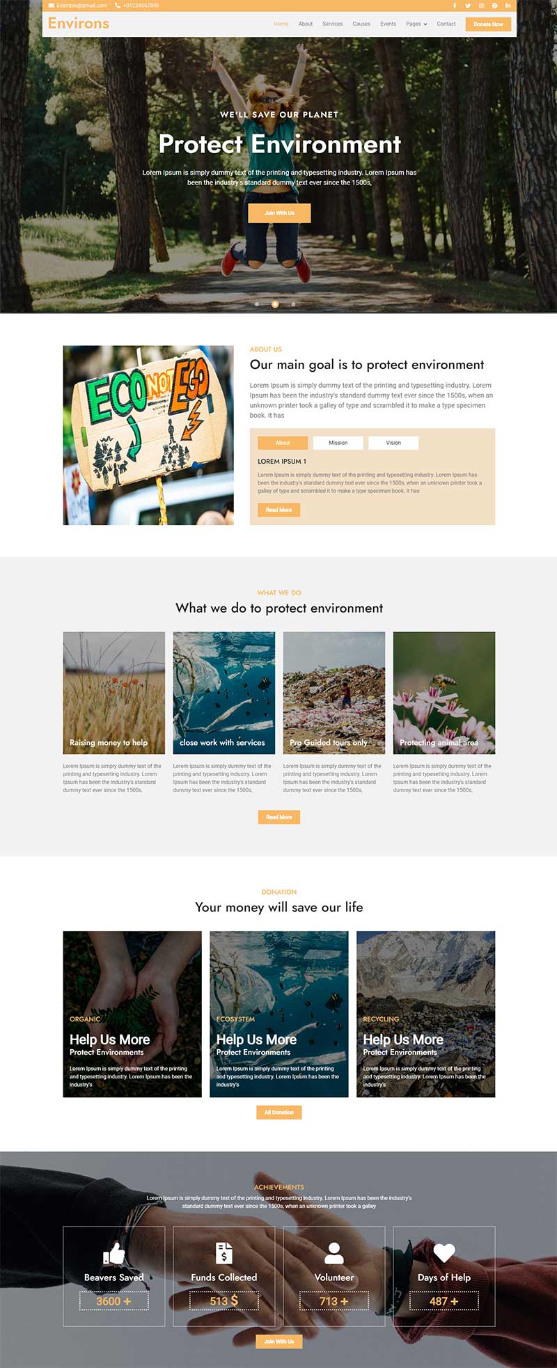 HTML5保护环境保护动物网站前端静态模板