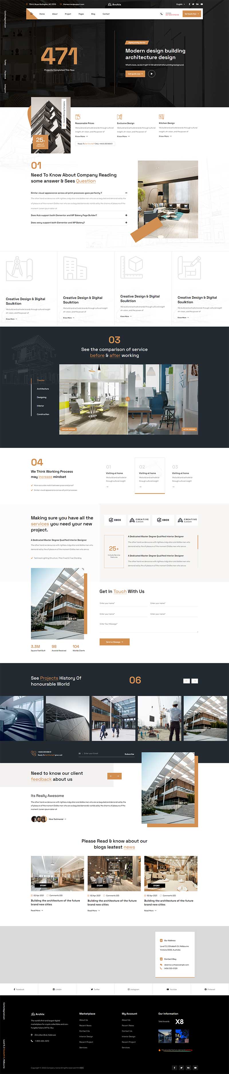 咖啡色现代建筑设计服务公司网站模板