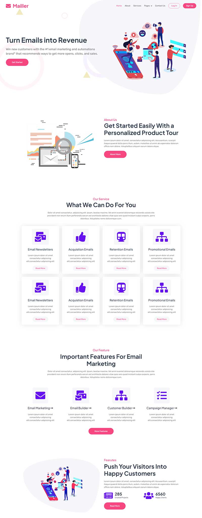 电子邮件营销服务公司前端HTML5网站模板