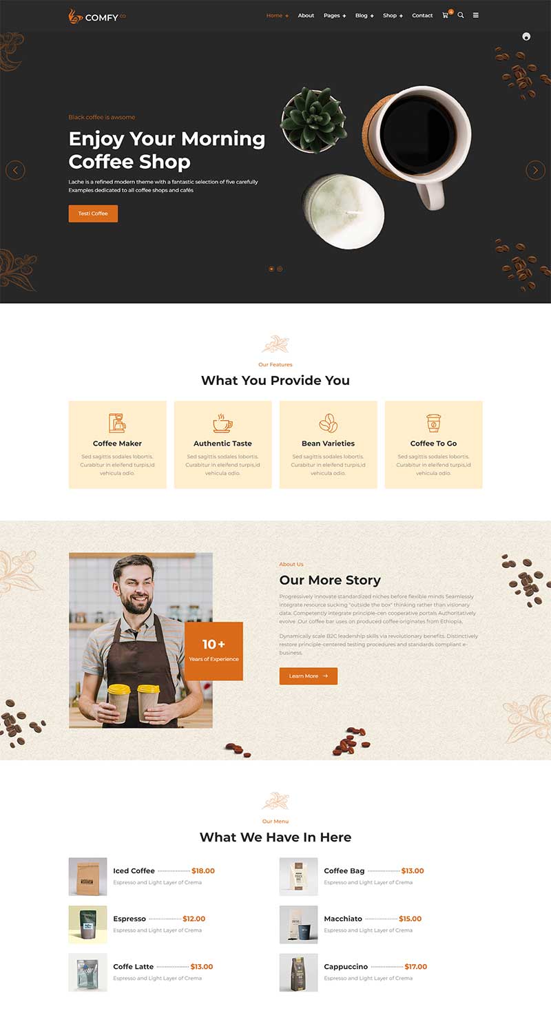 现代主题咖啡店网站html模板