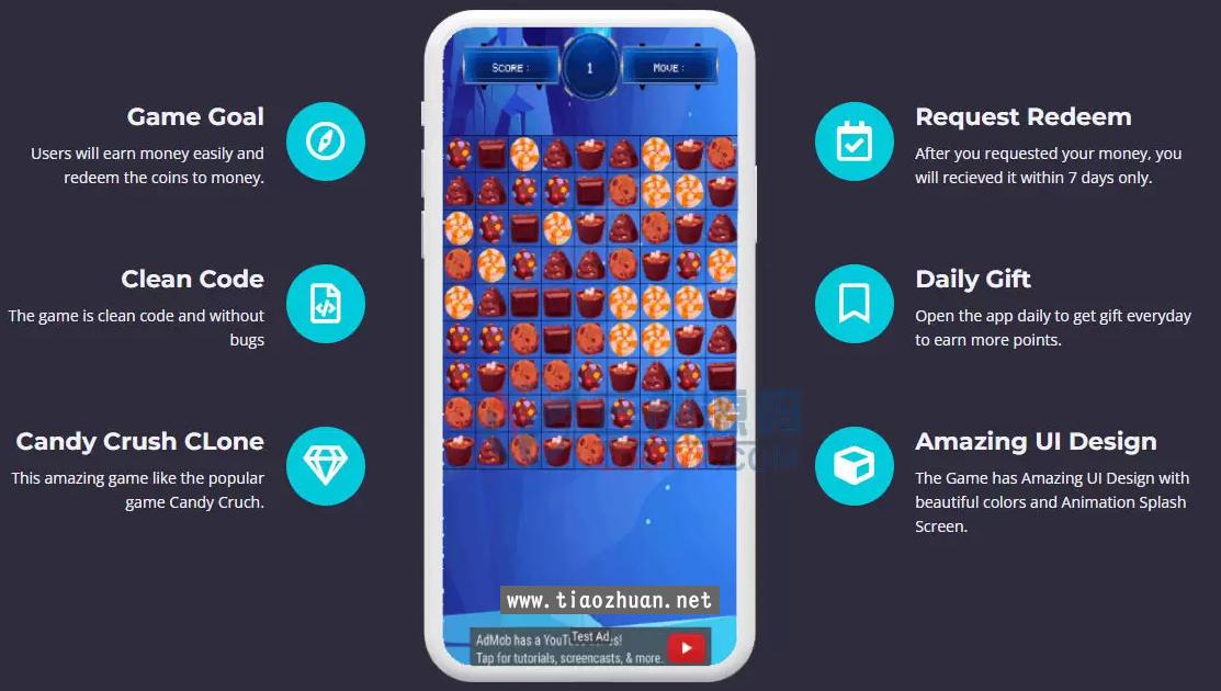 糖果消消乐休闲游戏Android原生APP源码+Web前后端+变现系统