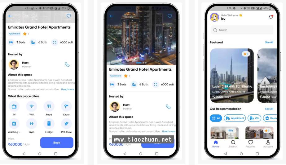 Flutter仿Airbnb掌上租房掌上售房APP源码房地产租售列表
