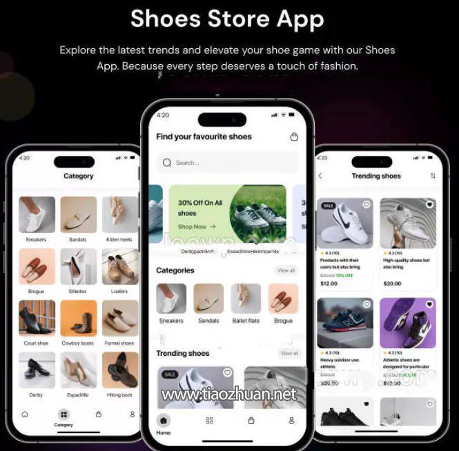 Flutter外贸运动鞋休闲鞋手机购物APP源码(后端WordPress)