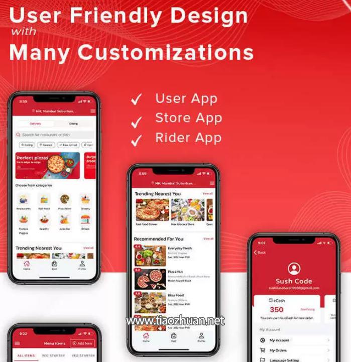 Feedup同城送餐系统Ionic应用源码Whatspp订餐源码含餐厅+买家+骑手端