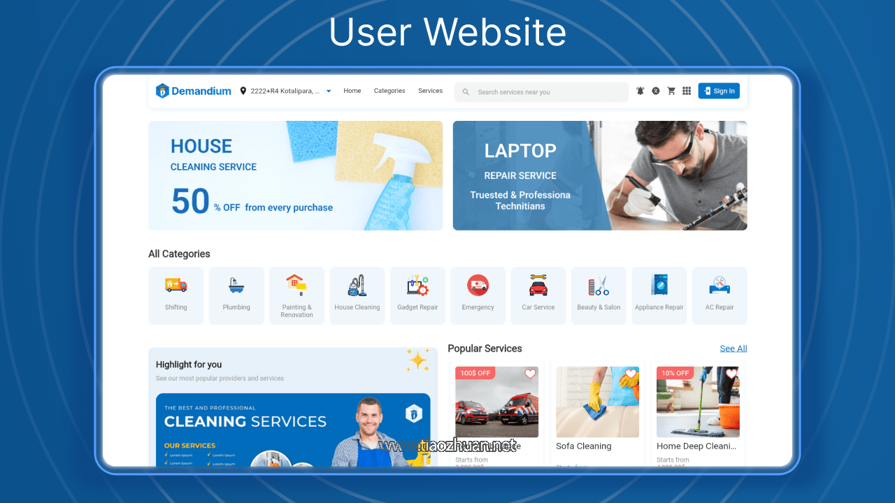 海外上门维修预约系统源码下载｜Laravel + Flutter 多服务商家政服务平台