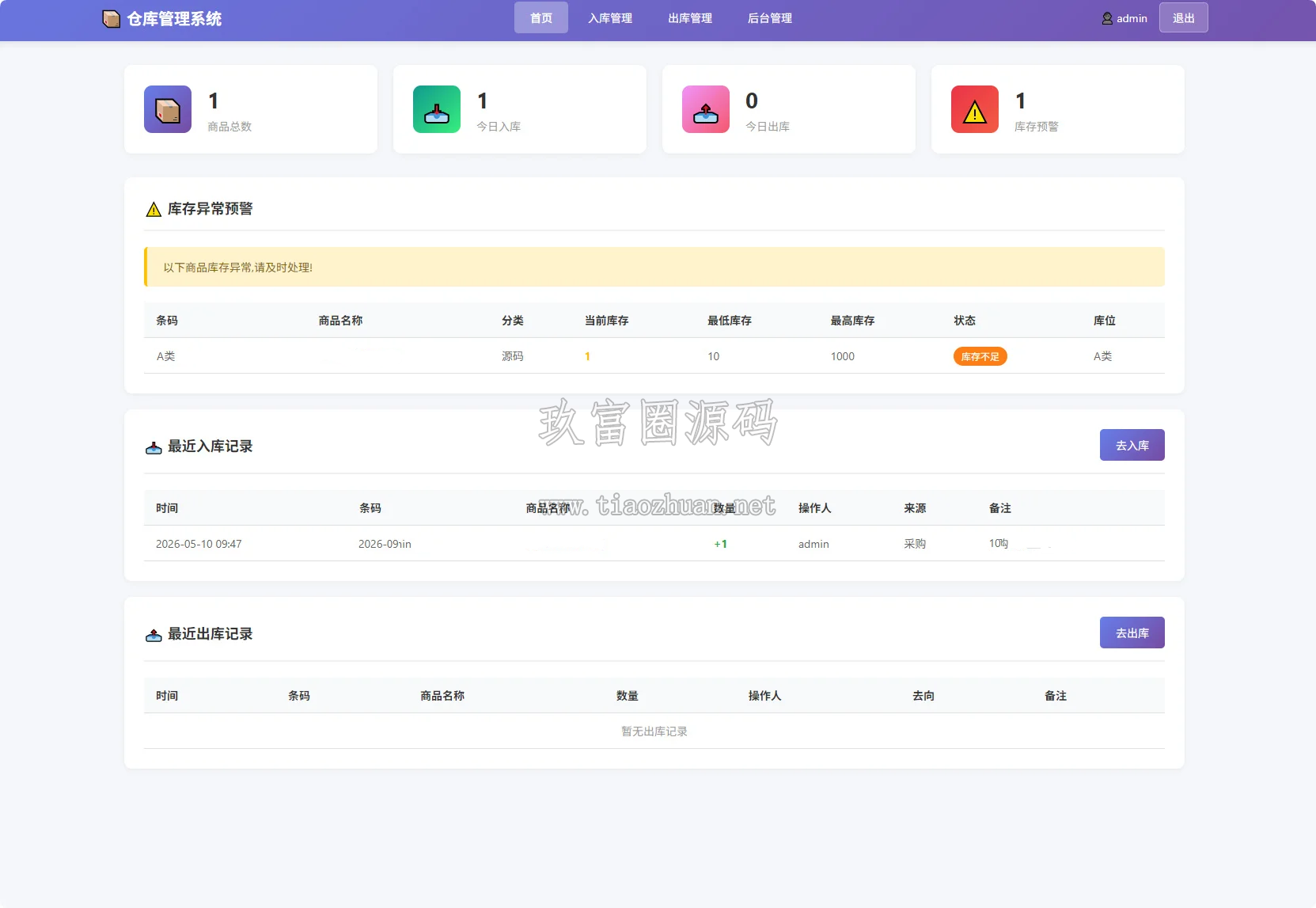 仓库管理系统源码 小型企业商铺库存管理支持扫码枪