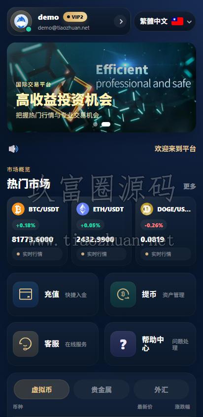 多语言交易所源码虚拟货币外汇源码